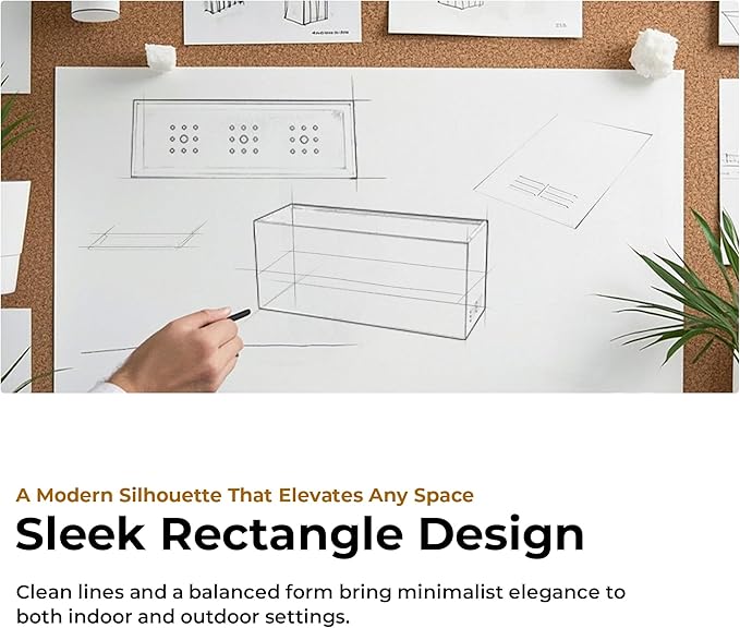 Worth Garden Metal Planter Box - 30" L x 11" W x 13" H Matte Black Heavy Duty Large Rectangular Steel Modern Plant Pot, Indoor Outdoor - Insert Plate with Drain Holes, Air Vents, No Assembly Required