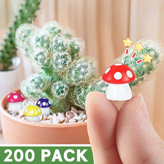 200 Pieces Tiny Mushrooms Garden Decor | Fairy Garden Mushrooms Ornaments | Miniature Home Décor | DIY Bonsai Craft (Multi-Color)