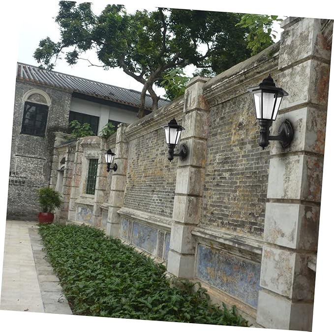 DOITOOL Solar Wall Lights Outdoor, 6-Pack Hexagonal LED Wall Sconce, Black, 16x28CM, IP44 Waterproof, Automatic On/Off, Outdoor Porch Garden Fence Landscape Hotel Restaurant Patio