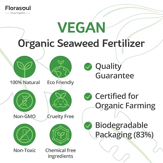 Florasoul® Plant Booster – Organic Vegan Fertilizer for Self-Sufficient Gardeners! All-Purpose, Nutrient-Rich Plant Food for Lush Growth, Vibrant Flowers & Healthy Soil – 100% Natural, Pet-Safe