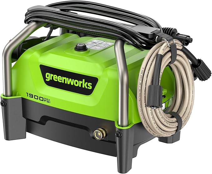 Greenworks 1900 PSI (SGS Certified) 1.2 GPM 13Amp Portable Compact Electric Pressure Washer, Power Washer for Cars, Driveways, Patios, Patio Furniture & Around Pools