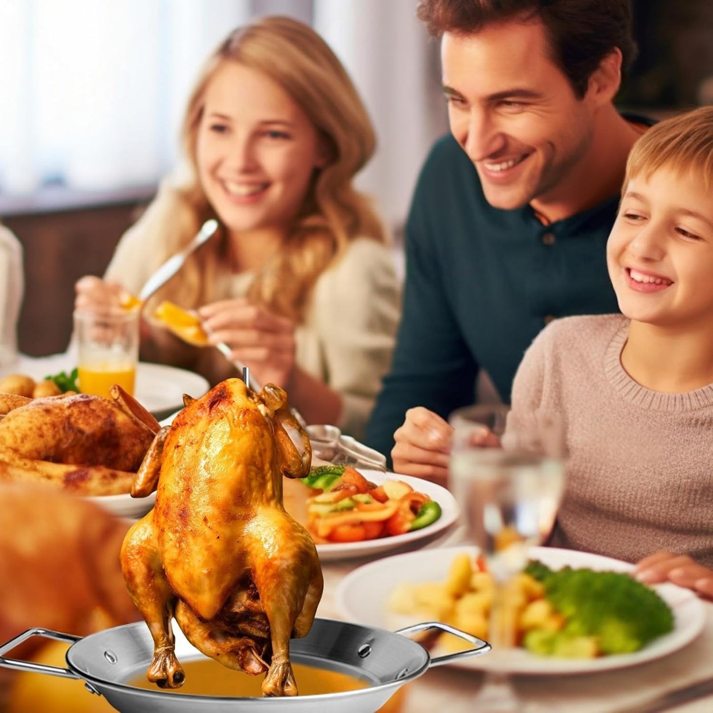 Fengzhe Al Pastor Skewer for Grill: Extra Large 13" Stainless Steel Vertical Skewer, Brazilian Spit Stand with 4 Spikes, 2 Brushes, for Tacos Al Pastor, Shawarma, Kebabs, with Fat Separator Tray