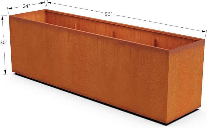Corten Steel Planter Rectangle Outdoor Metal Garden Box Heavy Duty | Made in USA | Fully Assembled