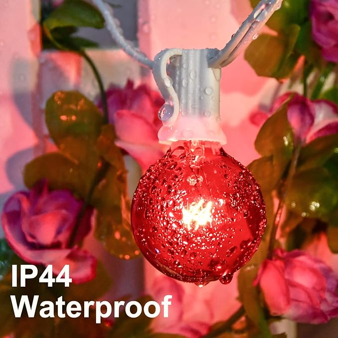 4th of July Decorations String Lights, 25Ft Outdoor Patio String Lights with 27 G40 Red White and Blue Light Bulbs(2 Spare), Multcicolor Christmas Lights for Patriotic Party Garden Festival Decor