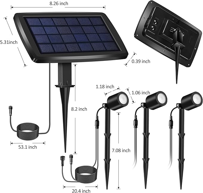 phonar Solar Spot Lights Outdoor Color Changing, 3-in-1 Solar Landscape Spotlights LED Solar Powered LED Light, IP65 Waterproof Low Voltage Landscape Lighting Festive Decoration for Yard Garden Pool