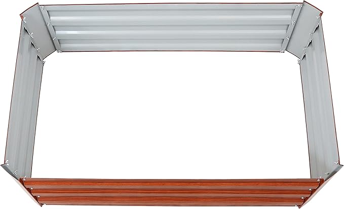 Sunnydaze 11.75" H Raised Metal Garden Bed - Galvanized Raised Garden Bed Outdoor for Vegetables and Flowers - Woodgrain - 4' x 3' Rectangle