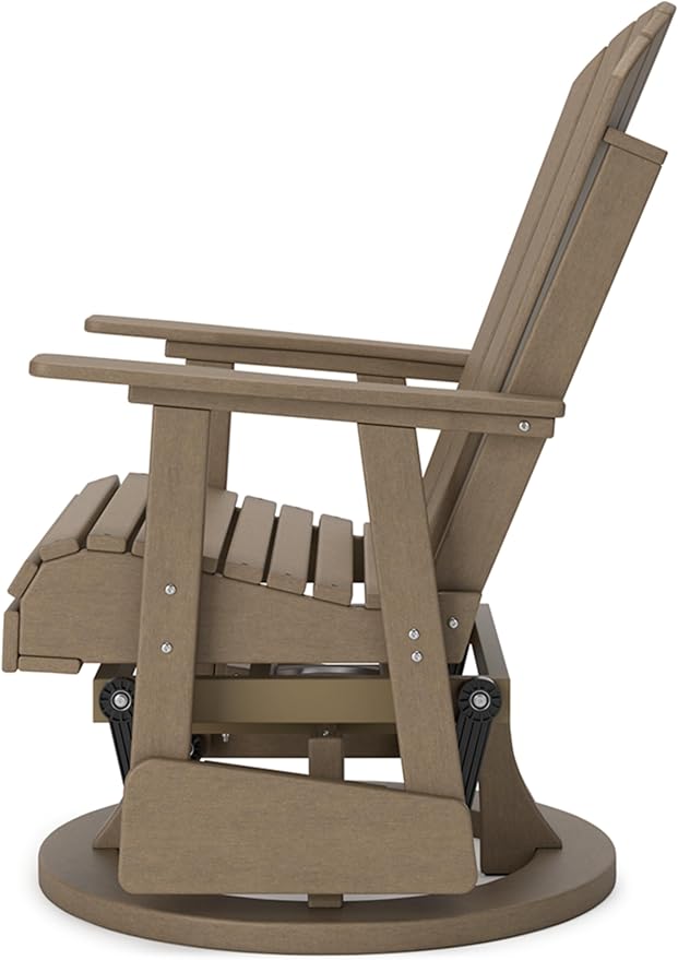 Signature Design by Ashley Hyland Wave Casual Weather Resistant HDPE Outdoor Swivel Glider Chair, Light Brown