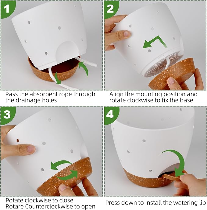 6 Inch Orchid Pots with Holes, 2 Pack Self Watering Planters for Orchids Plastic Orchid Pot Plant Flower Pots for Orchids Indoor Outdoor (White with Brown)