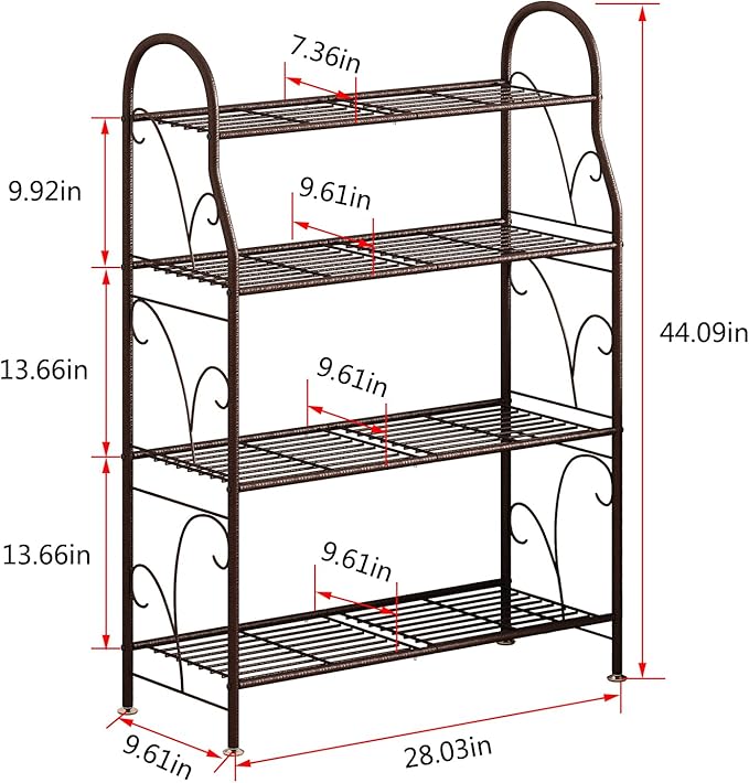 SORCEDAS Plant Stand Indoor Outdoor Plant Shelf 4 Tier Metal Corner Flower Stand Multiple Holder for Patio Garden Balcony Living Room ,Bronze