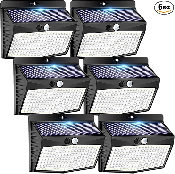 [6 Packs] Solar Lights Outdoor Motion Sensor Solar Security Lights Waterproof with 3 Lighting Modes Solar Powered Wall Lights Outside for Garden Fence Yard Deck