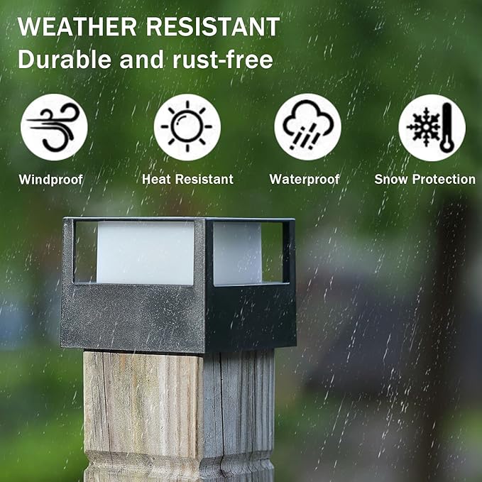 Viewsun 6 Pack Solar Post Cap Lights, Outdoor Fence Solar Powered Post Cap Lights with SMD LEDs Waterproof Light Decorative for Fence Deck or Patio Decor, Fits 4x4, 5x5 or 6x6 Wooden Posts