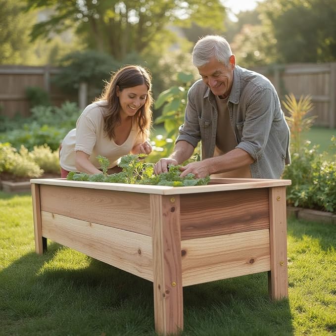Handmade Custom Heavy Duty Rectangular Raised Cedar Wood Garden Planter Box – 46", 36", 24" – Indoor/Outdoor Farmhouse Style for Flowers & Vegetables – Made in USA (24" L x 15.5" W x 16.5" H)