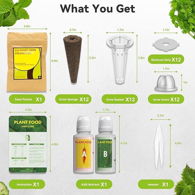 inbloom Herb Seed Pod Kit for AeroGarden, iDOO, Ahopegarden, MUFGA Hydroponic Growing System Indoor Garden, 12-Pod, 350+ Seeds Included Basil, Mint, Cilantro, Parsley, Shiso, Chicory, Liquorice