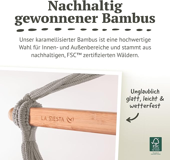 LA SIESTA® - Large Comfort Domingo Hammock Swing Chair & CasaMount - Weather & Tear Resistant Hanging Chair - Outdoor Indoor Hammock Chair w/Suspension Kit for Walls Ceilings Square Beams - Cedar