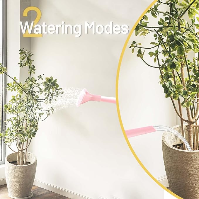 Watering Can for Indoor Plants, Small Watering Cans for House Plant Garden Flower, Long Spout Water Can for Outdoor Watering Plants 1. 8L 1/2 Gallon (Pink)