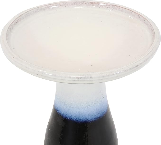 Sunnydaze 21" H Ceramic Bird Bath for Outside - Hand-Painted Outdoor Bird Bath Bowl, UV/Frost-Resistant Finish - Twilight - Classic Pedestal