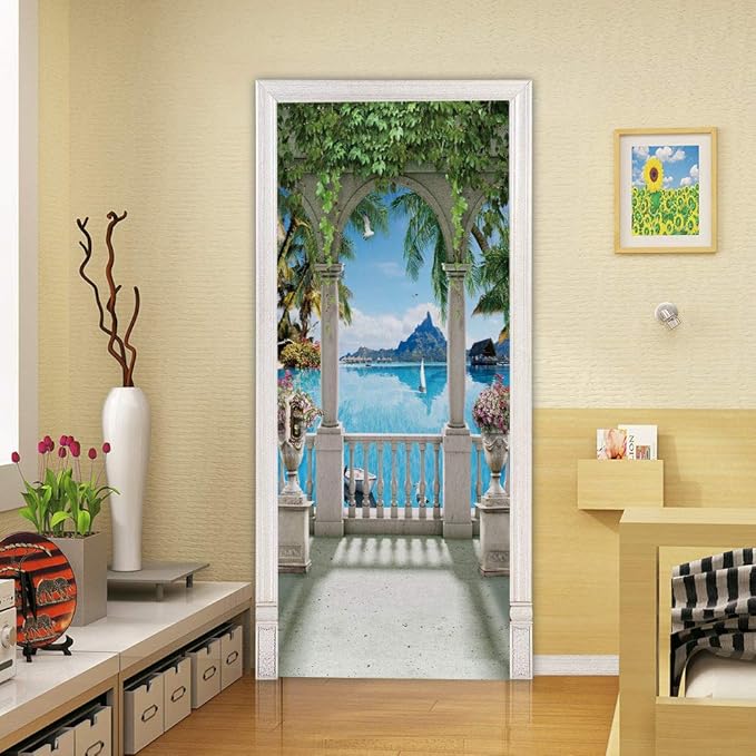 3D Door Stickers Murals - Landscape - Door Wallpaper Self-Adhesive - Removable PVC Waterproof - Matt Finish - 35.4" x 78.7"