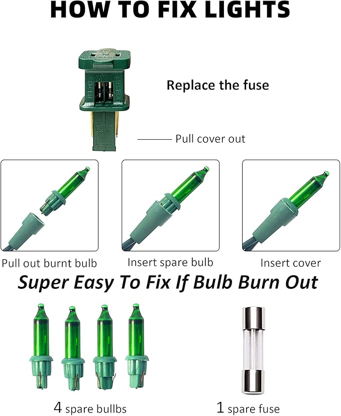 TW SHINE Green Christmas Lights, 20FT 100 Count Incandescent Halloween Lights, Waterproof St. Patrick's Day Decorations for Outdoor Indoor Xmas Tree Patio Home Party Garden Yard Decor