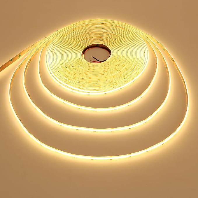 15M/49.2ft 24V COB LED Strip Light Waterproof IP65 Warm White 3000K Uniform Glow 5760LEDs CRI 93+ Flexible LED Tape Lights for DIY Cabinet Bedroom Kitchen Home Decor(No Power Supply)