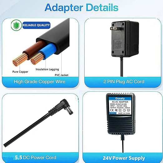 24VAC ac/ac Power Adapter Transformer for Sprinkler System Power Supply for Indoor Irrigation Timers Compatible with Rachio Smart Sprinkler Controller MKA-482401000 ILA48-241000 HL-EI480800 JT-917