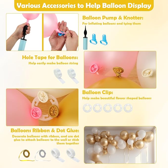 Wedding Arch Backdrop Stand 6.5FT Metal Backdrop Stand with 2 Pcs Adjustable Balloon Column Stand Gold Wedding Arch Frame for Birthday Party Graduation Baby Shower Ceremony Outdoor Supplies Décor