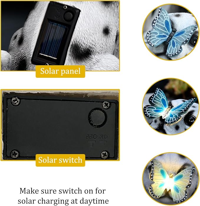 Dog Garden Figurines Outdoor Decor Solar Statue with LED Lights for Patio Lawn Yard Art Decoration Housewarming Garden Gift