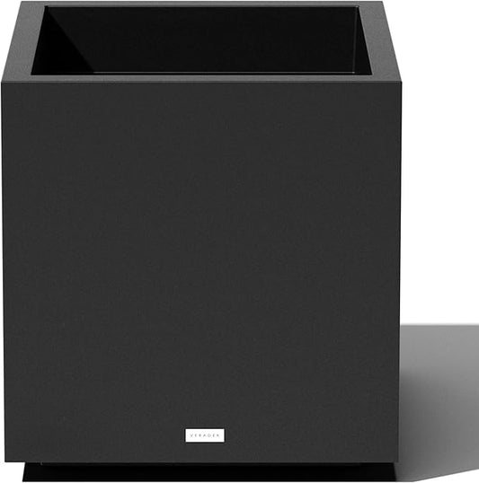 Veradek Block Series Cube Plastic Planter - Large Square Planter for Indoor or Outdoor Patio/Garden | Durable All-Weather Use with Drainage Holes | Modern Décor for Tall Plants, Trees, Flowers