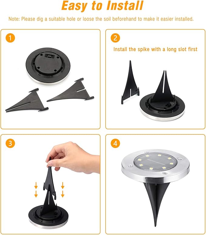 ODEETRONIC Solar Ground Lights Outdoor, 12 Packs 8 LED Solar Path Lights, Solar-Powered Disk Light Waterproof, In-ground Puck Light Flat Pathway Lamp for Landscape Pathway Patio Walkway, Warm White