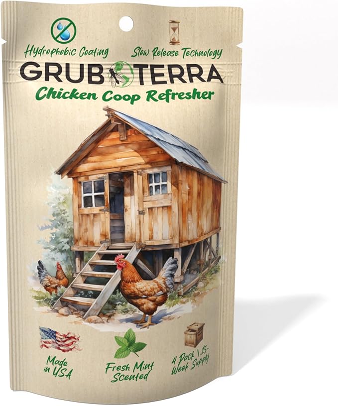 GrubTerra Coop Refresher Odor Freshener for Chicken Pen, Suitable for Chicken Waterer and Chicken Feeder, Smell Control Solution for Clean and Fresh Chicken Living Environment
