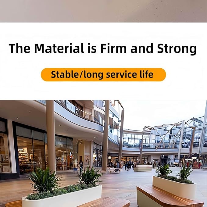 Outdoor Bench - Modern Outdoor Park Planter Bench Includes Luxurious and Simple Flower Box & Wooden Seating Area for Commercial Plaza,Food Court(47.24IN)