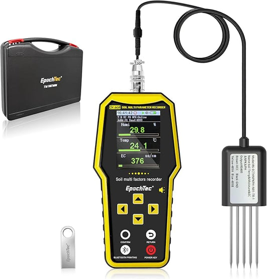 7 in 1 Soil Tester, ±1% High Precision Digital NPK Tester/Soil Moisture Meter/PH Tester/Temperature/EC Monitor for Agriculture, Plant Cultivation, Geological Survey with Data Storage & Export