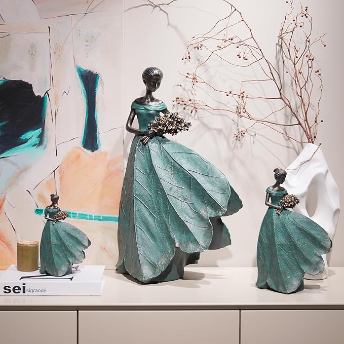 Guichifun Fairy Statue Collection Home Decoration - 22IN Leaf Angel Girls Resin Large Home Decor for Outside or Inside Rustic Garden Outdoor Yard Fantasy Figurines Gift 13.75 x 8.75 x 22 Inch