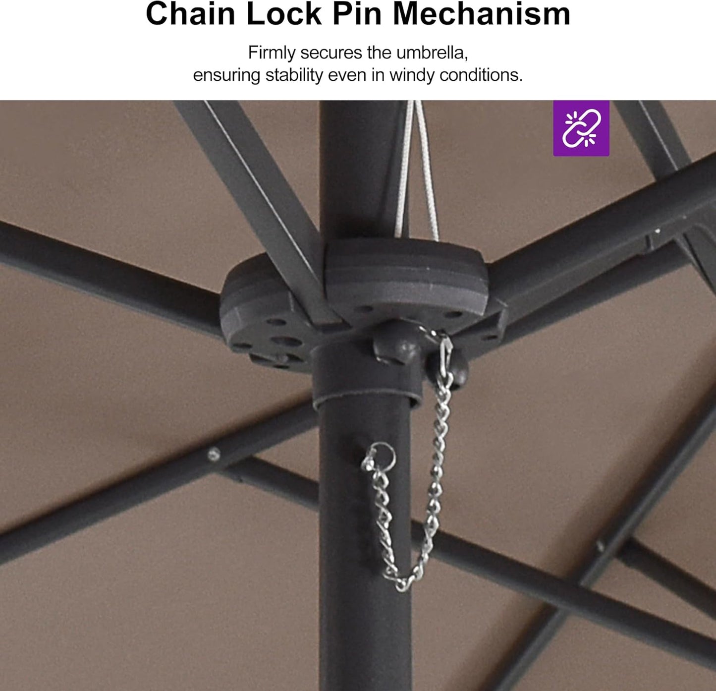 PURPLE LEAF 15ft Patio Market Umbrella with Base Included Double-Sided Rectangle Outdoor Umbrella Table Umbrella with Crank for Pool Garden Deck, Taupe