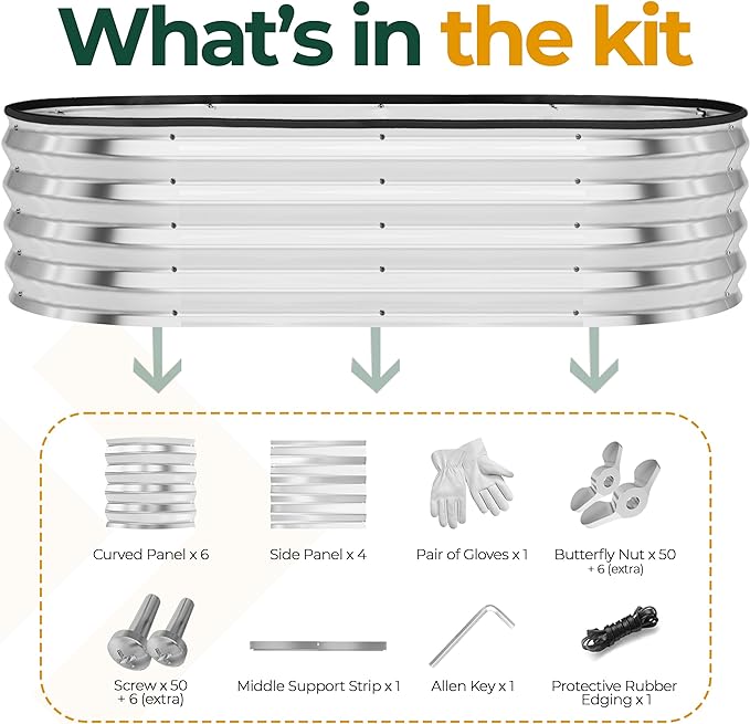 Utopia Home Galvanized Raised Garden Bed Kit 4x2x1ft, Planter Box Raised Garden Beds Outdoor, Easy Assembly Metal Raised Bed for Gardening Vegetables, Fruits, Flowers - Pack of 01 - Silver