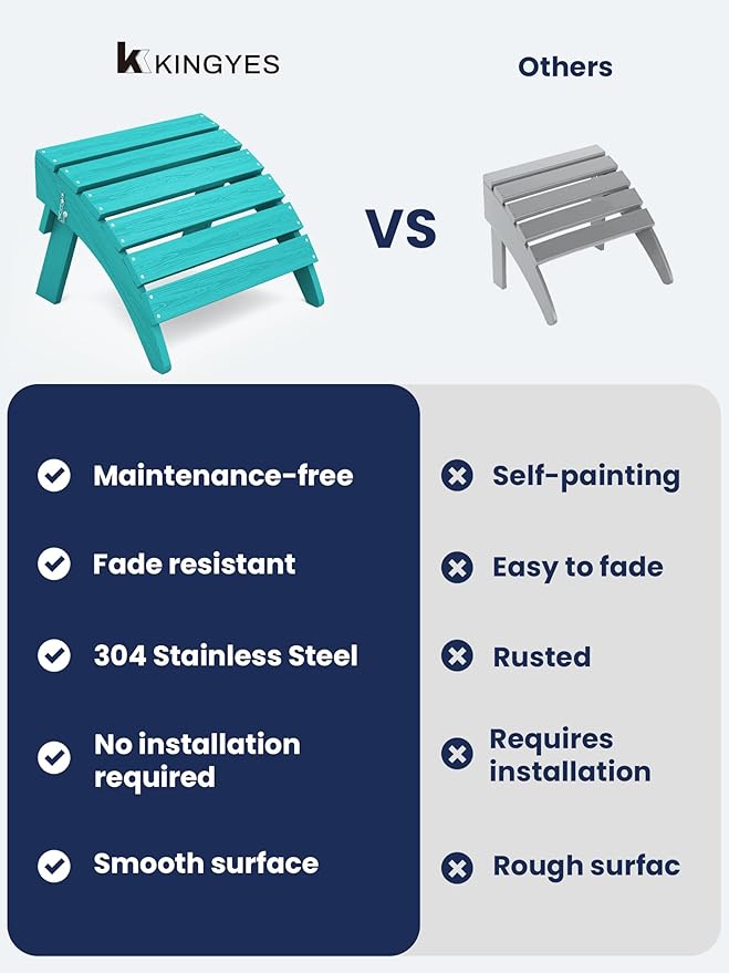 KINGYES Folding Adirondack Ottoman for Adirondack Chair, Aruba