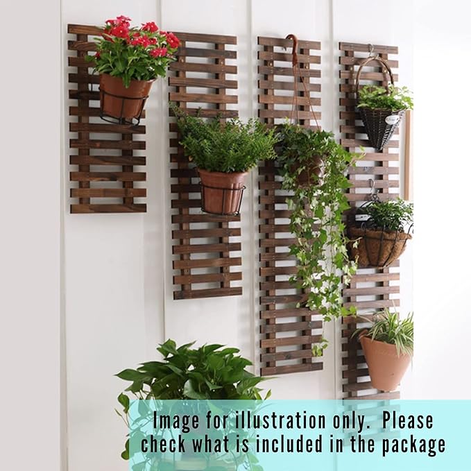 ShopLaLa Wall Planter - 2 Pack, Wooden Hanging Large Planters for Indoor Outdoor Plants, Live Vertical Garden, Plant Wall Mount Flower Pot Holder Hanger Stand Green Herb Wall Decor 47.2" (120cm)