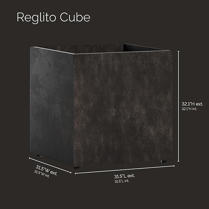 Reglito Cube Planter - 31.5 in x 31.5 in x 31.5 in - Brown Stone