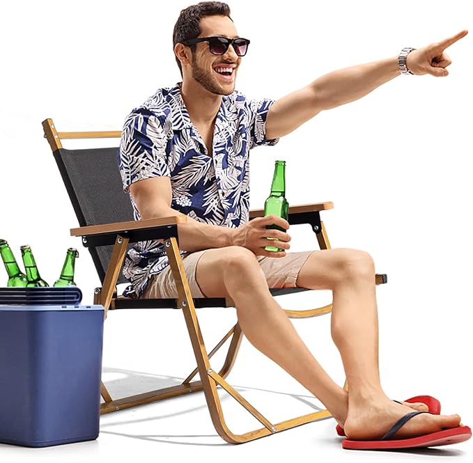 Outvita Portable Folding Camping Chair, 6pcs Ultralight Low Beach Chair, Durable Aluminum Frame Armchairs for Hiking Concert Fishing Picnic, Supports 233Lbs