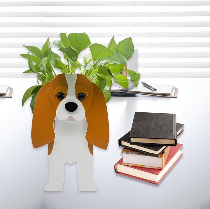 Brown King Cavalier Dog Planter Plant Pots,Cute Garden Dog Flower Planter,Dog Planters Birthday Gifts for Women,Office,Indoor/Outdoor Decor（9.45 * 8.66 * 13.39in）