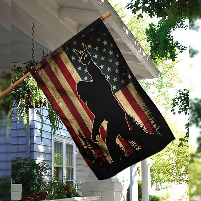FLAGWIX American Flags, Sasquatch Bigfoot American Flag - 4th of July, Independence Day Decorations for Home, House Flag (29.5" x 39.5") - USA Flags Premium Polyester, Decorative Indoor Outdoor Flag