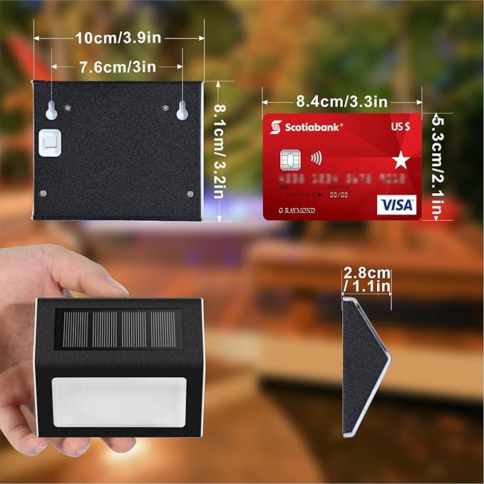 XLUX Solar Lights for Steps Decks Pathway Yard Stairs Fences, LED lamp, Rainproof, Black Metal Housing, 6 Pack