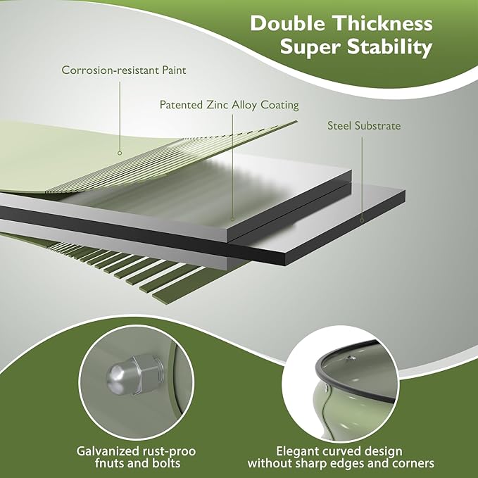 Raised Garden Bed Kit, 6x3x1 ft Galvanized Planter Box Outdoor with Safety Edging, Large Metal Raised Beds for Gardening Vegetables Flower Herb (Avocado Green)