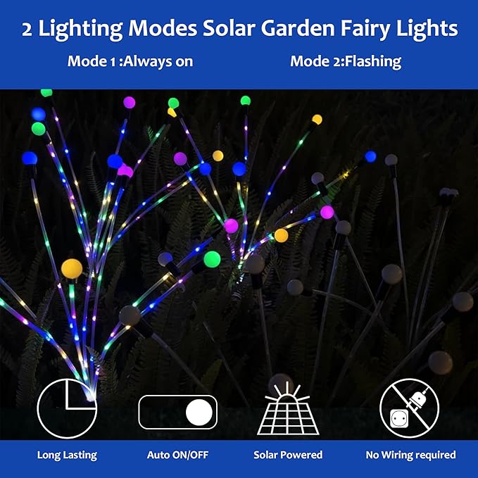 Zavothy Solar Garden Lights, Christmas Decorations Solar Fairy Lights Outdoor Waterproof, 4 Pack 32LEDs Sway by Wind, Dancing Fireflies Lights for Garden Decor Yard Patio Pathway Decoration