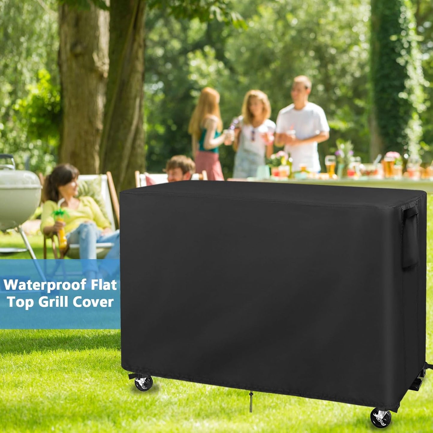 Flat Top Grill Cover Waterproof for Royal Gourmet 8-Burner Gas Grill with Side Tables Down, Weatherproof Cover for Protecting BBQ Grill/Propane Griddle/Outdoor Grill