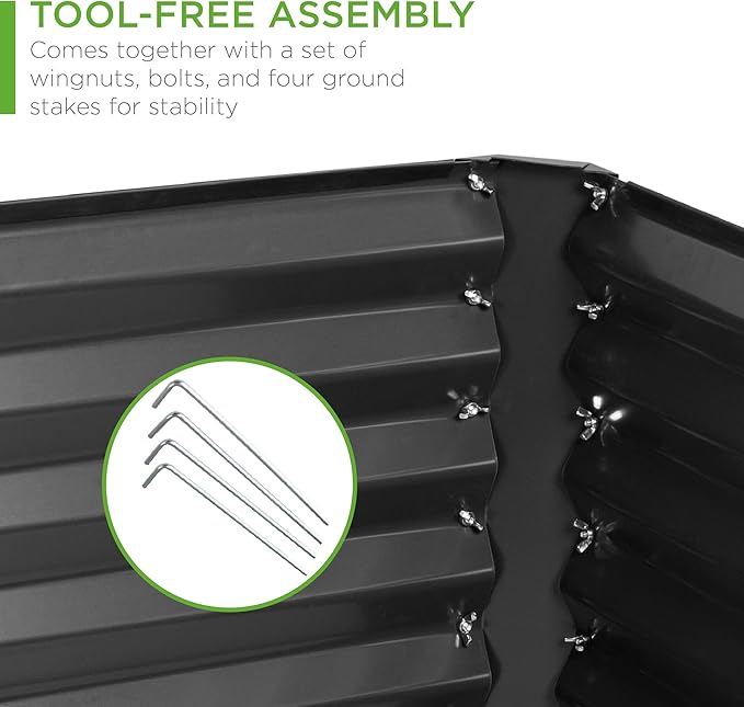 Best Choice Products 8x4x2ft Outdoor Metal Raised Garden Bed, Deep Root Planter Box for Vegetables, Flowers, Herbs, and Succulents w/ 478 Gallon Capacity - Gray