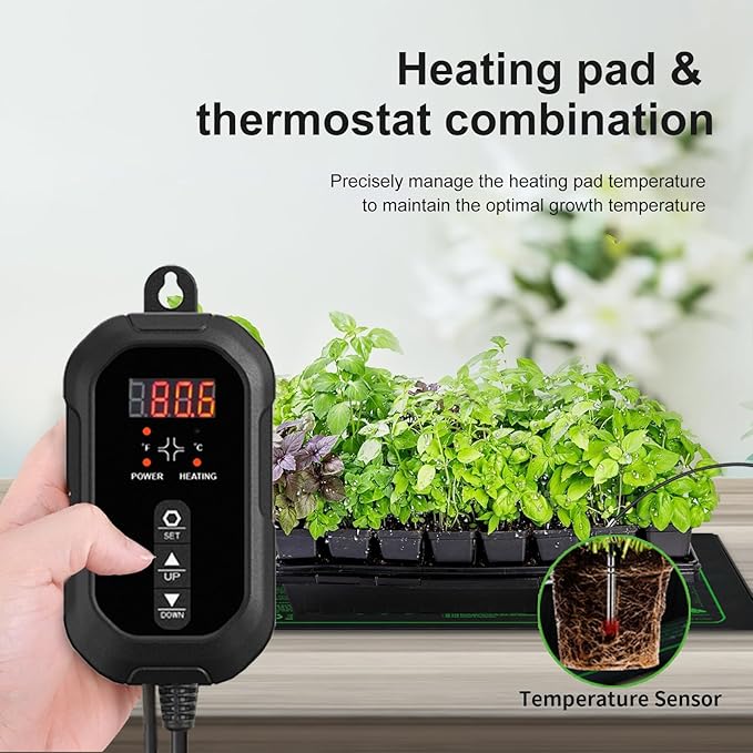 48"x20" Seedling Heat Mat with Digital Thermostat Combo Set,ETL Certified and Durable Waterproof Warm Hydroponic Heat Mat for Germination,Indoor Gardening,Brewing and Greenhouses