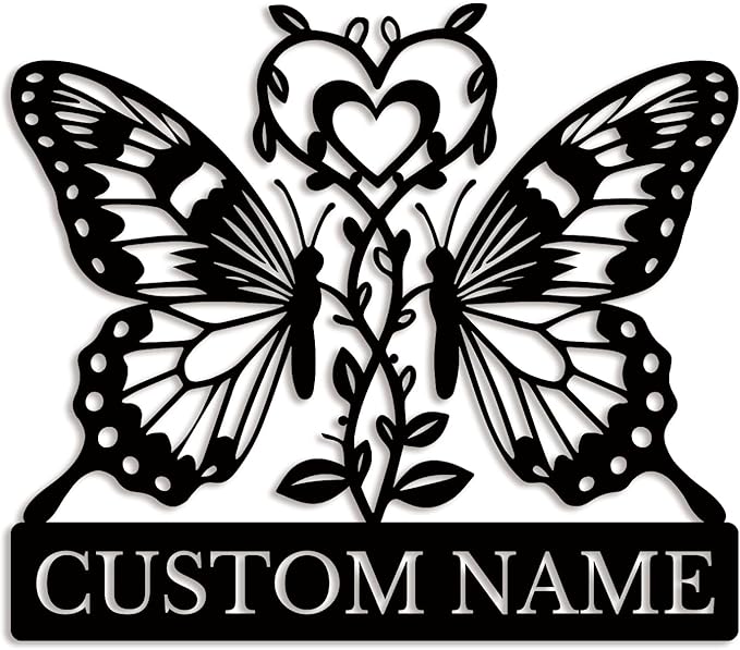 Custom Butterfly Metal Sign,Personalized Butterfly House Number Signs,Personalized Gardener Name Sign,Garden Patio Wall Decor (Style-6)