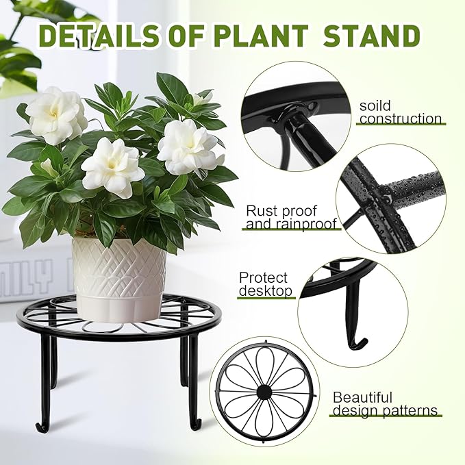 ESRICH 10Pack Plant Stand, Metal Plant Stands for Outdoor Indoor Plants, Heavy Duty Plant Stands for Multiple Plant, Anti-Rust Iron Plant Pot Shelffor Planter, Potted Plant Holder for Garden Home