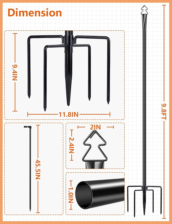 LOPANNY String Light Poles for Outside - 2 Pack 9.8FT Poles for Outdoor String Lights, Outdoor Light Poles for String Lights Hanging - Backyard, Garden, Patio, Deck Lighting Stand for Parties, Wedding