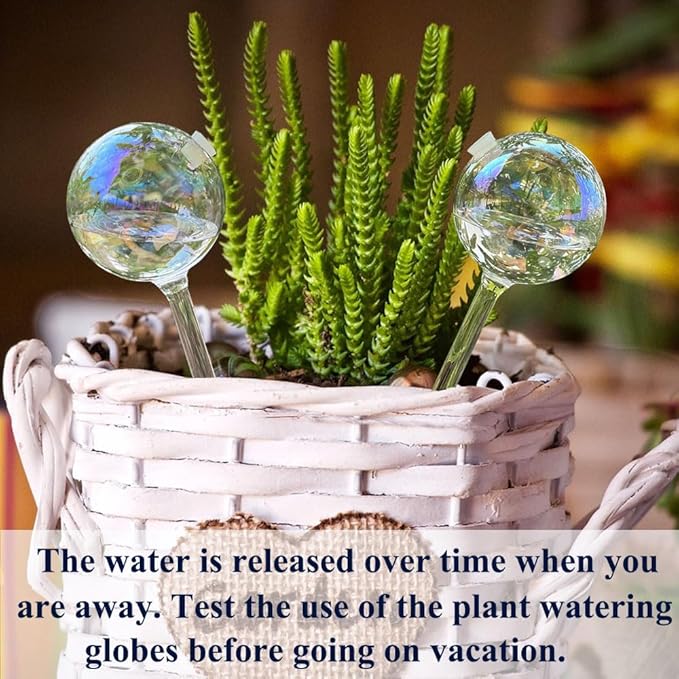 Clear Rainbow Glass Plant Automatic Watering Bulb, 4pcs Garden Flower Self Watering Planter Inserts, Automatic Plant Waterer System Set Self Watering Spikes to Support Plant Health